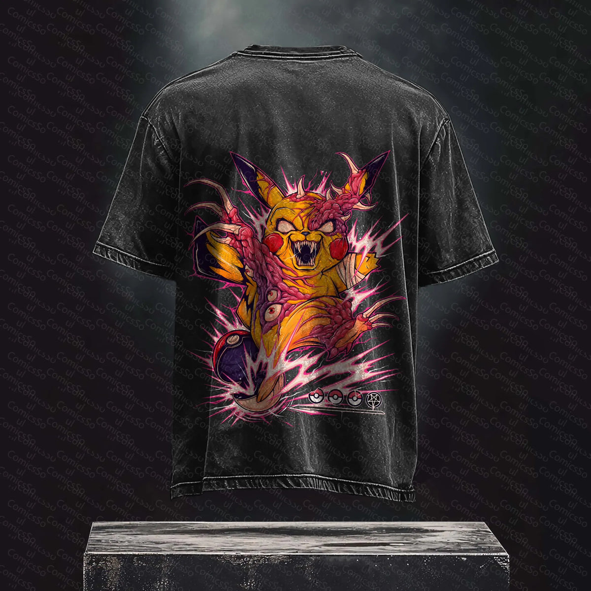 PKM-Unisex Anime Inspired Vintage Washed T-Shirt
