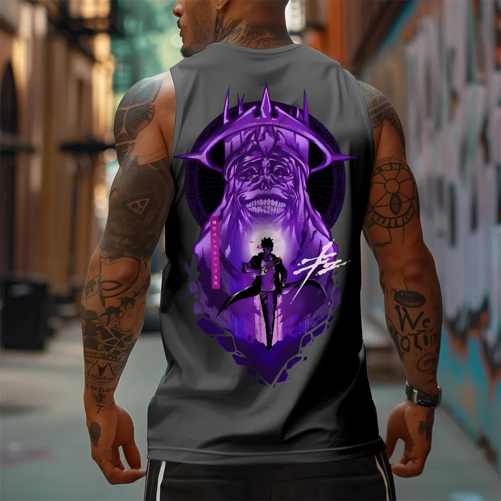 SL-Oversized Anime Print Gym Tank Top