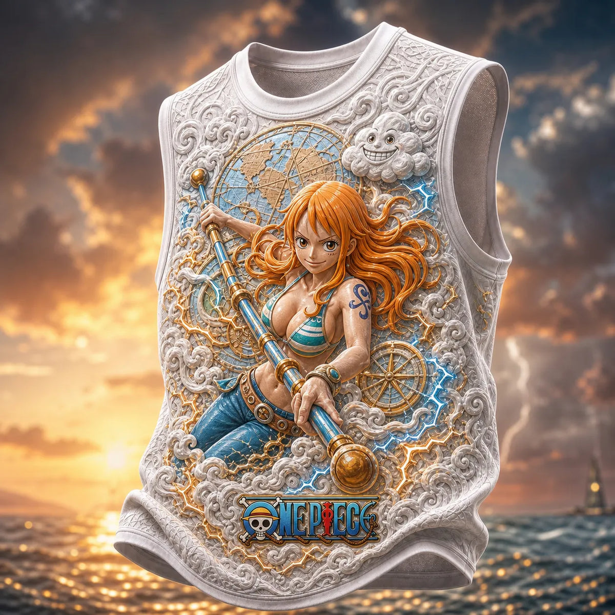 One Piece Pirate Crew Graphic Crew-Neck Tank Top