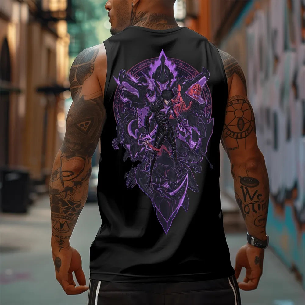 SL-Oversized Anime Print Gym Tank Top