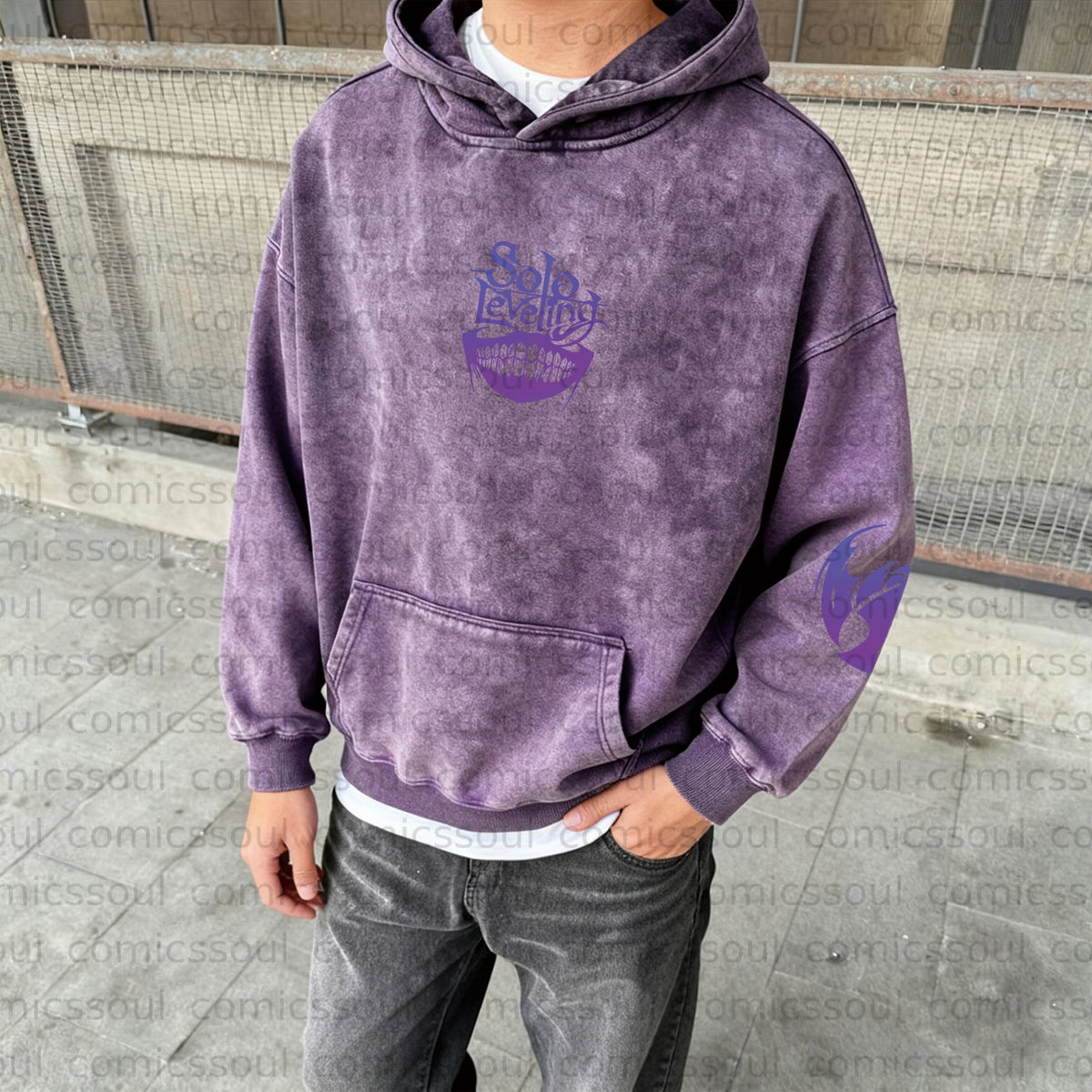 SL-Unisex  Anime Graphic Water wash Streetwear Vintage Hoodie