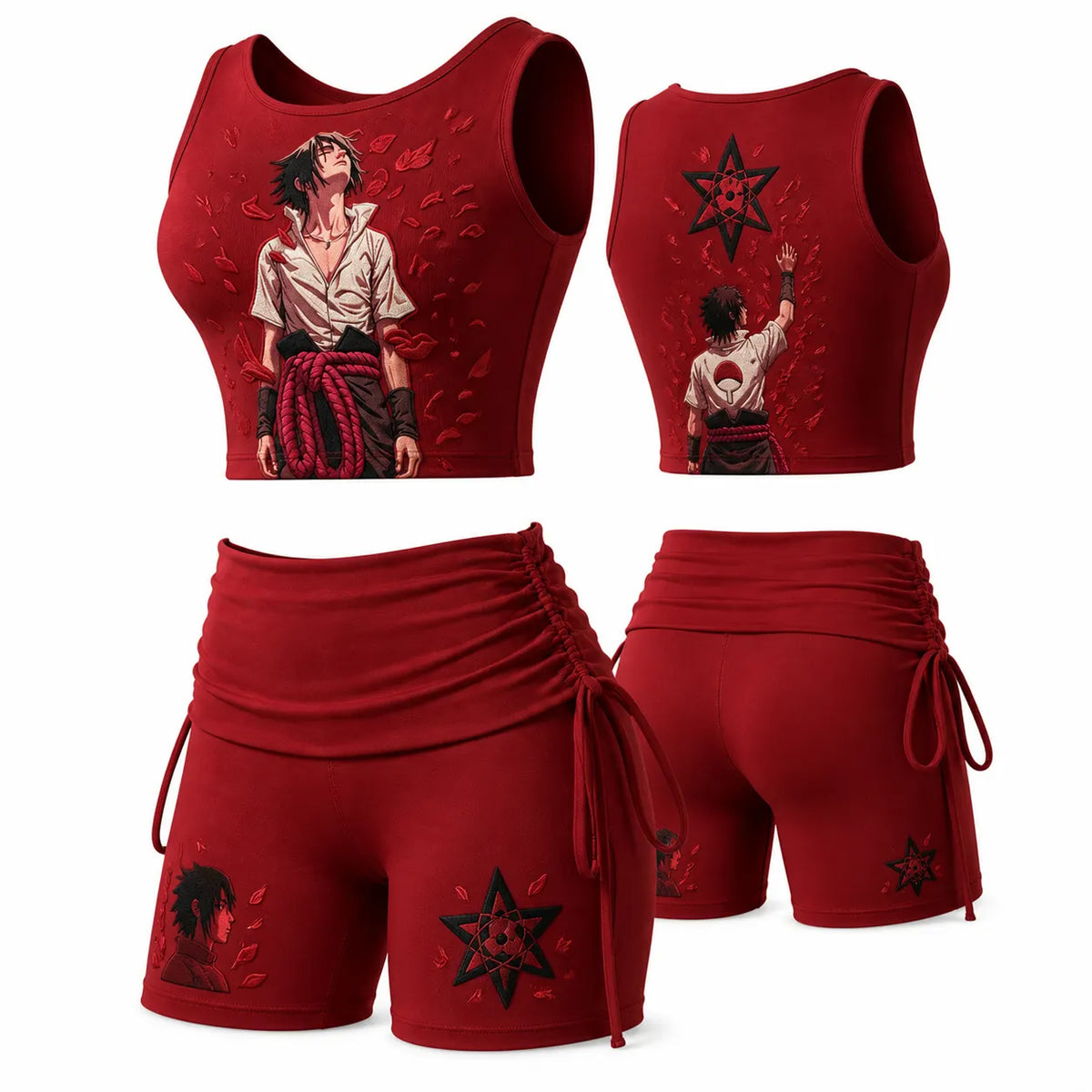 NINDO Women's Anime-Print Tank Top And Shorts Sports Set