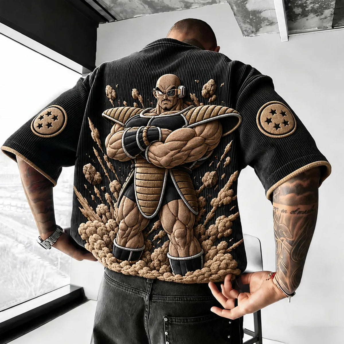 Dragon Ball Unisex Anime-Style Retro Corduroy Oversized T-Shirt