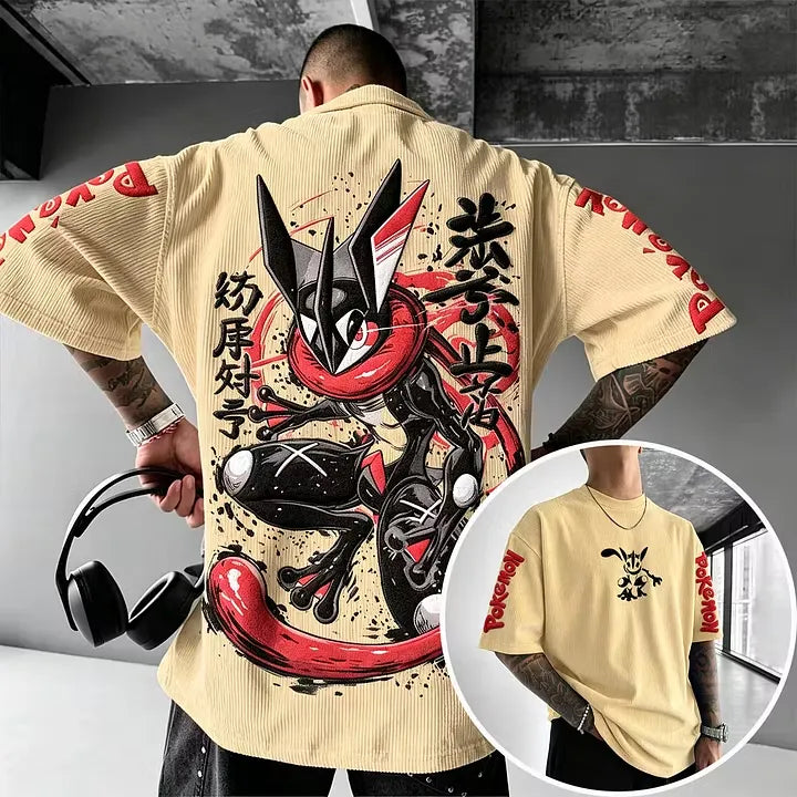 Dragon Ball Hunter × Hunter Anime-Inspired Vintage Waffle Knit T-Shirt