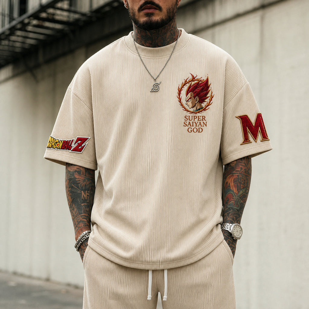 Dragon Ball Unisex Short-Sleeve Corduroy T-Shirt With Anime Print