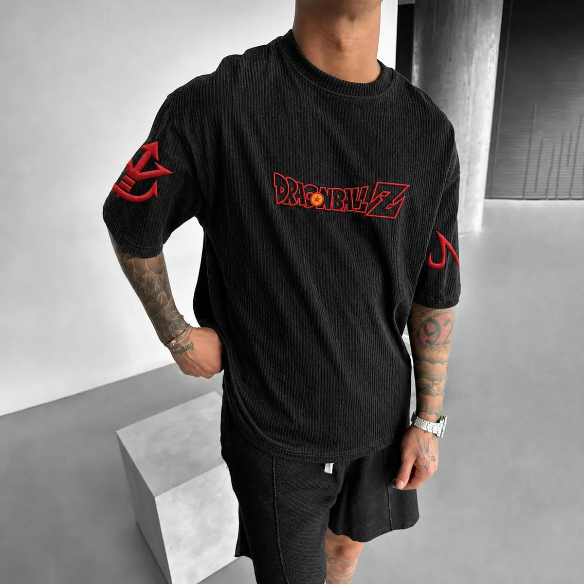 Dragon Ball Unisex Anime-Style Retro Corduroy Oversized T-Shirt