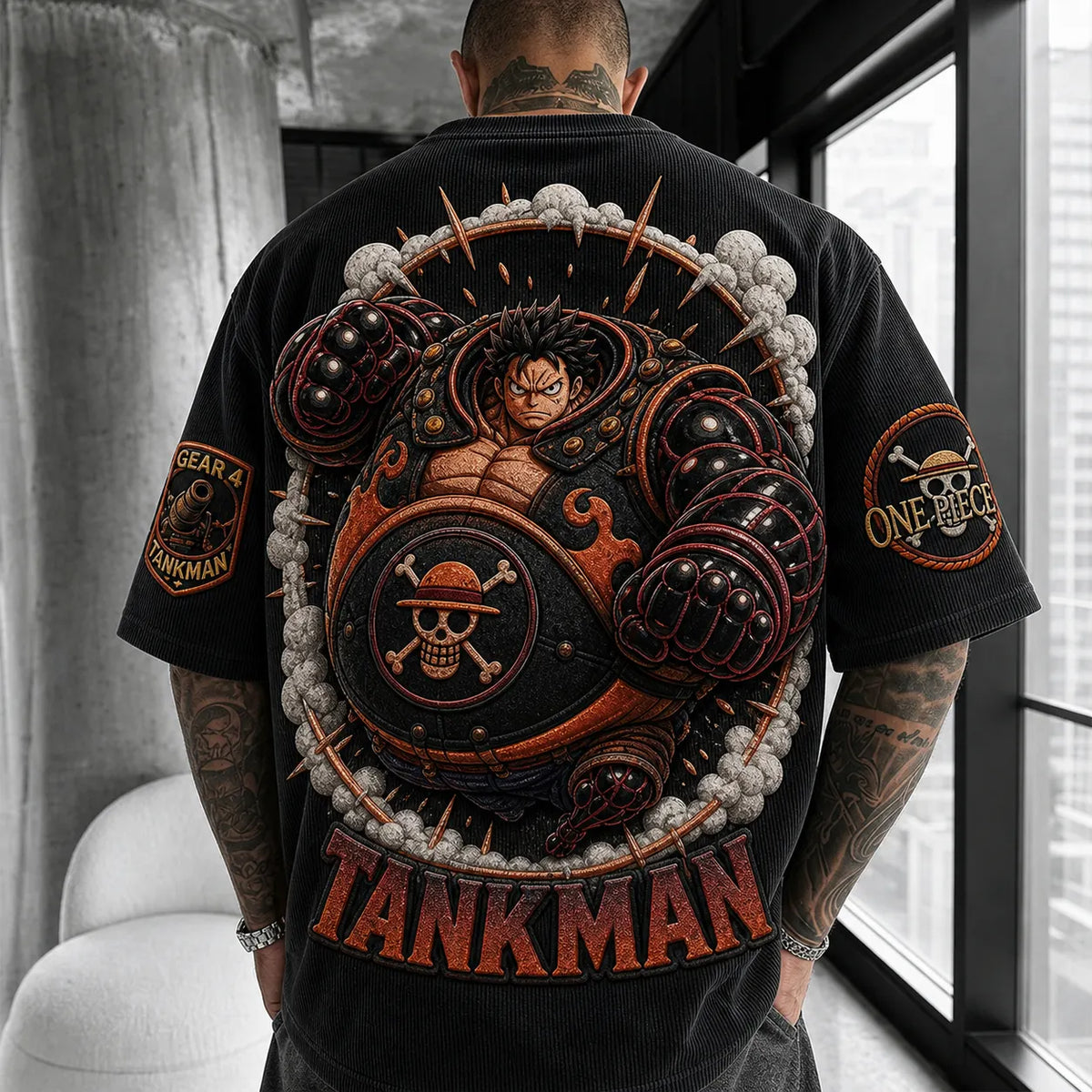 One Piece Unisex Short-Sleeve Corduroy T-Shirt With Anime Print