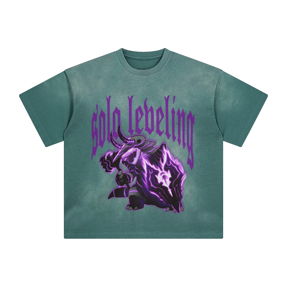 SL-Unisex Anime Inspired Washed  Vintage T-Shirt