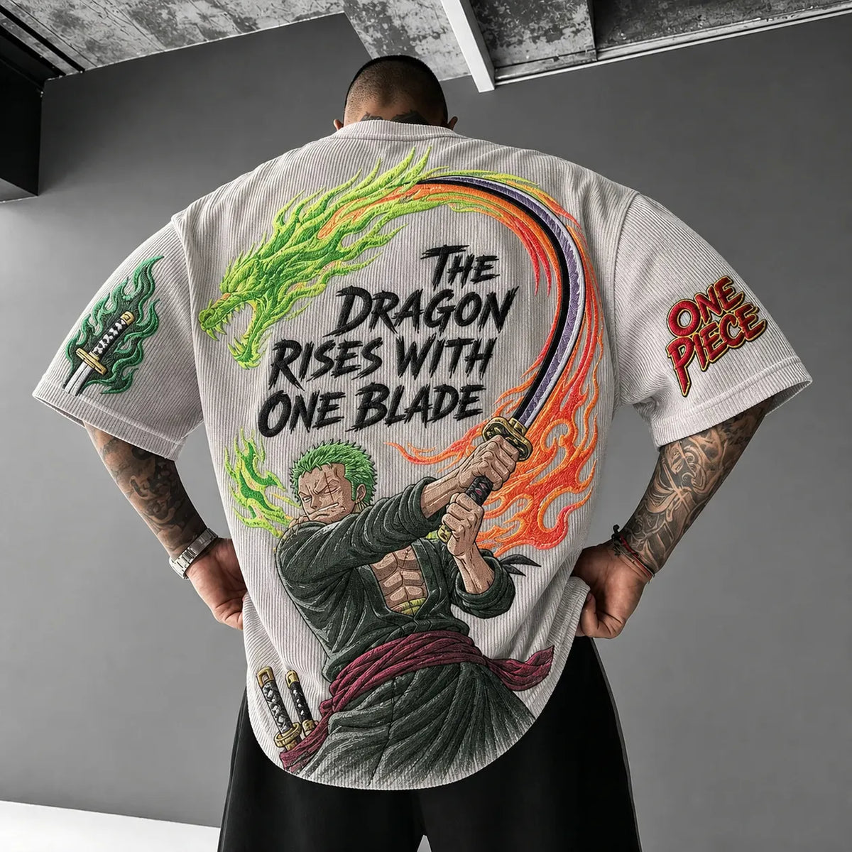 One Piece Unisex Short-Sleeve Corduroy T-Shirt With Anime Print