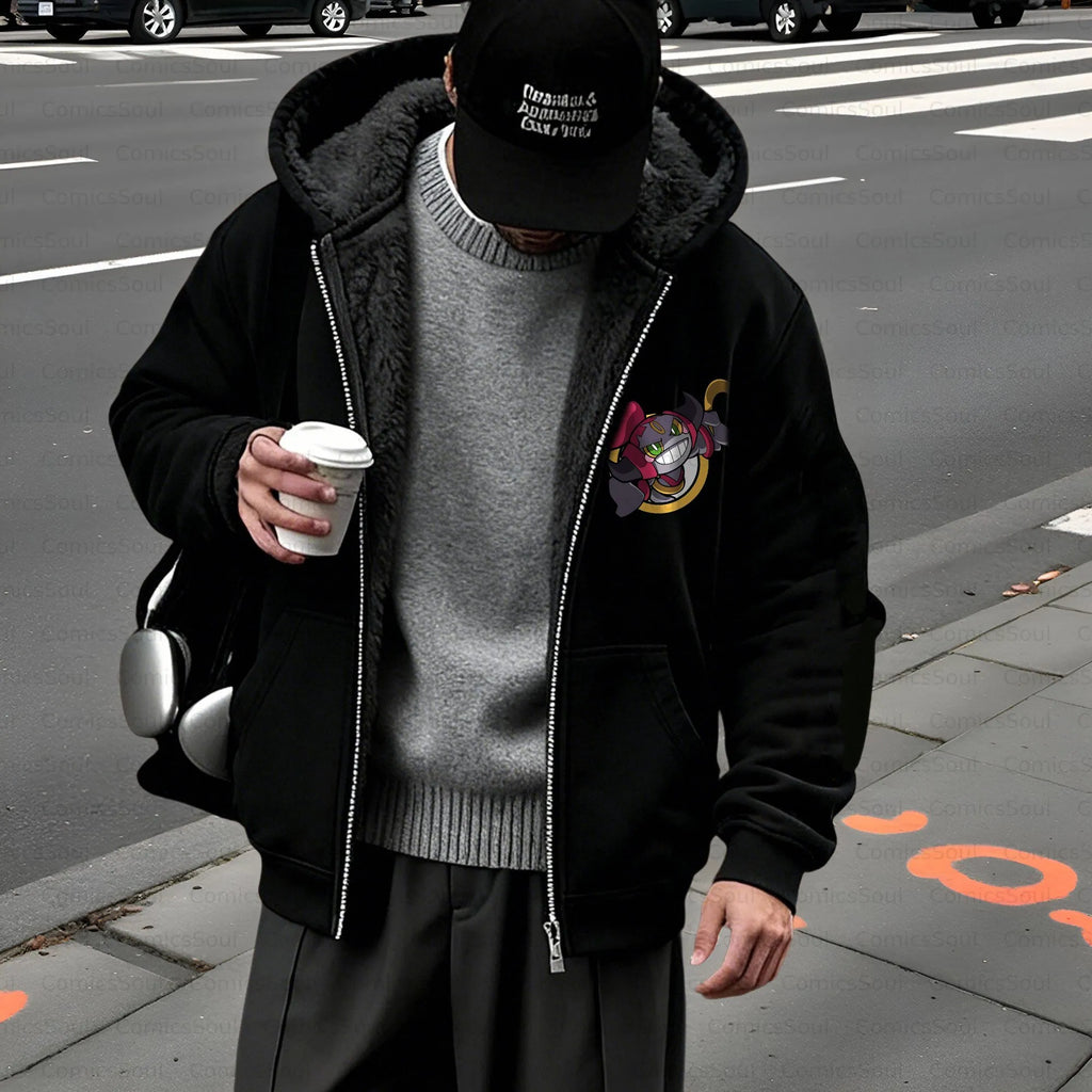 PKM-Unisex Graphic Streetwear Vintage Zipper Cardigan Plush Hoodie