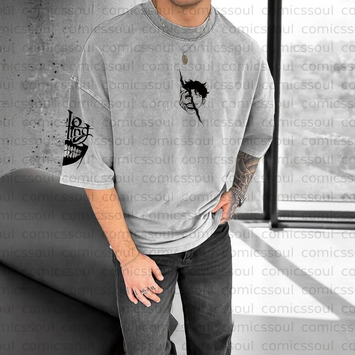 SL-Unisex Anime Inspired Vintage Washed T-Shirt