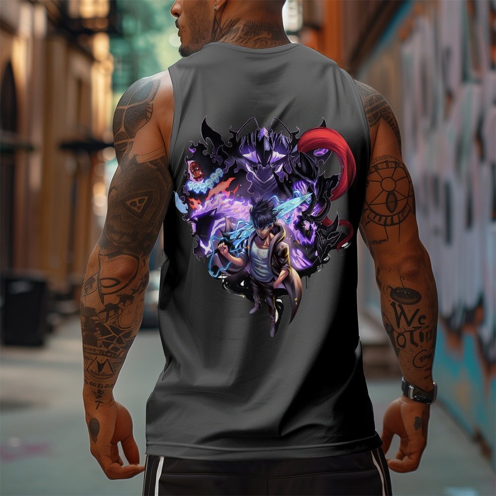 SL-Oversized Anime Print Gym Tank Top
