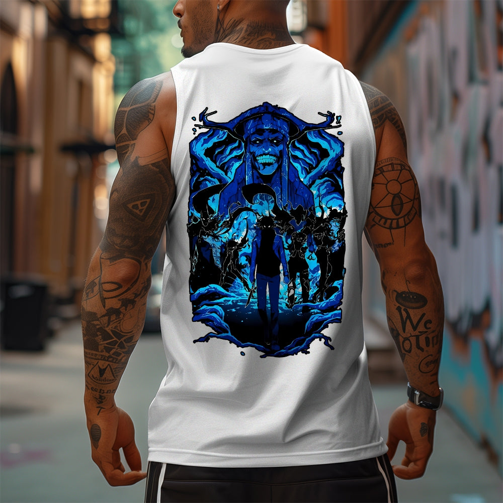 SL-Oversized Anime Print Gym Tank Top