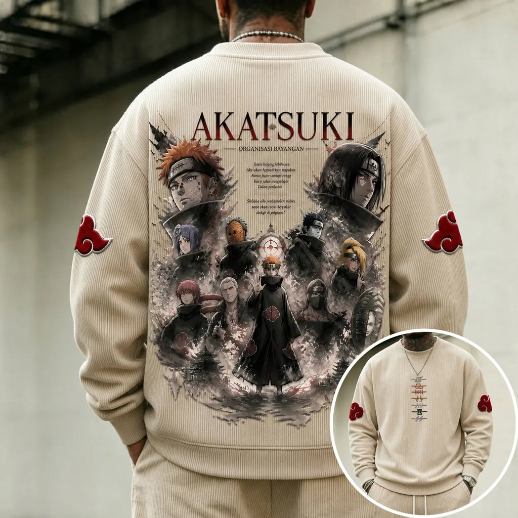 NINDO Unisex Retro Corduroy Sweatshirt In Anime Style
