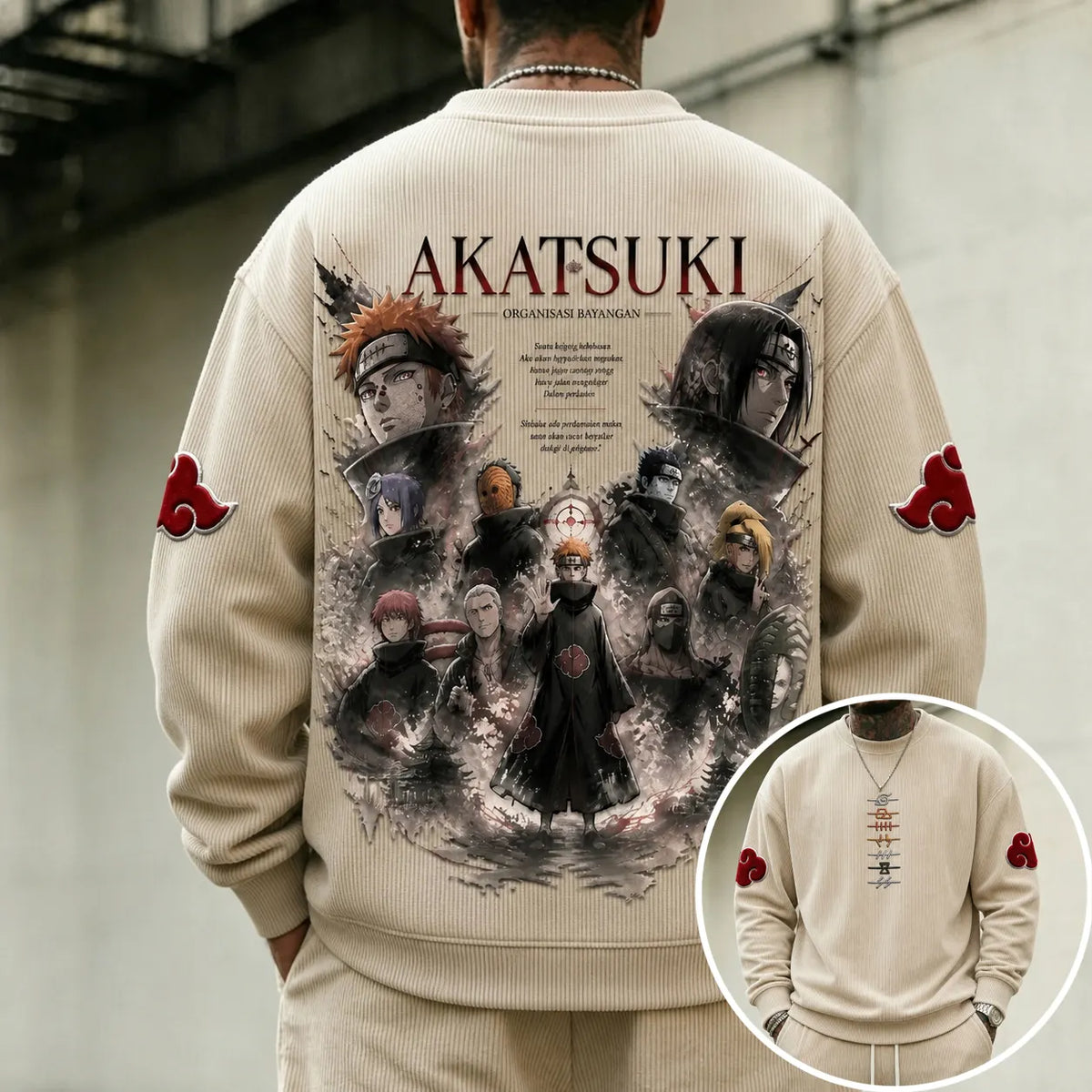 NINDO Unisex Retro Corduroy Sweatshirt In Anime Style