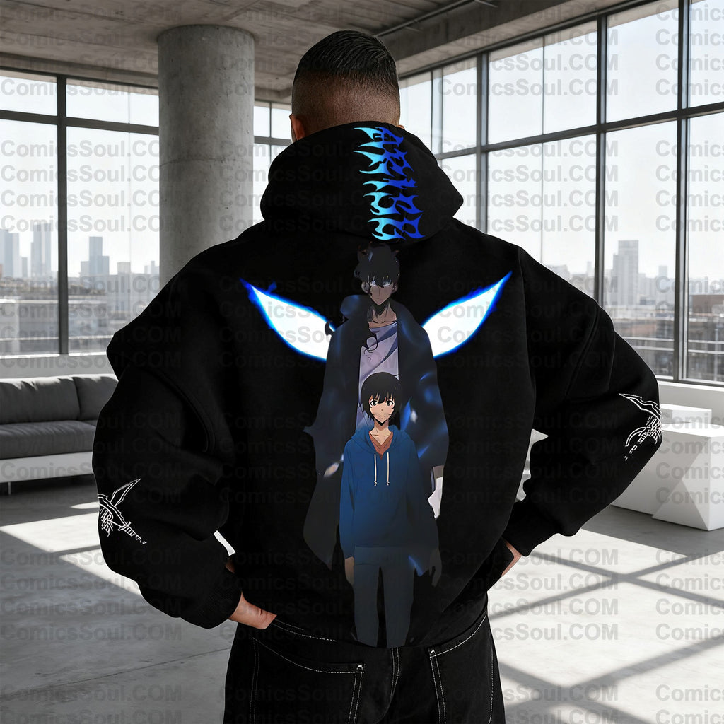 SL-Unisex Anime Graphic Streetwear Wintage Plush Hoodie