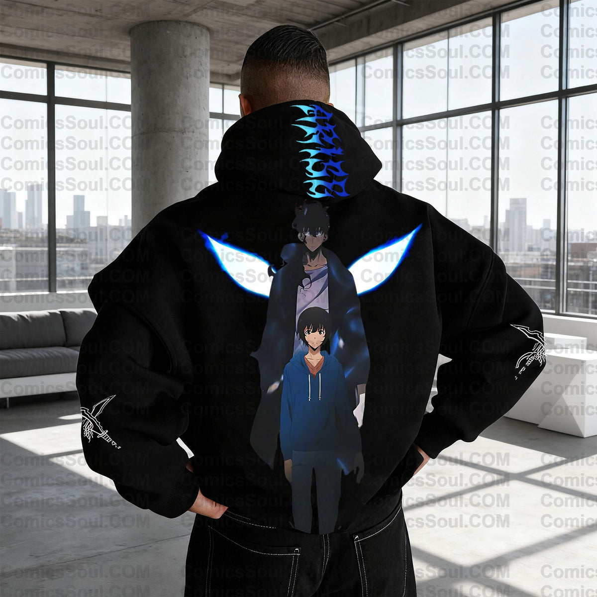 SL-Unisex Anime Graphic Streetwear Wintage Plush Hoodie