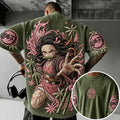 KNY Unisex Oversized Anime-Print Vertical-Stripe Short-Sleeve T-Shirt
