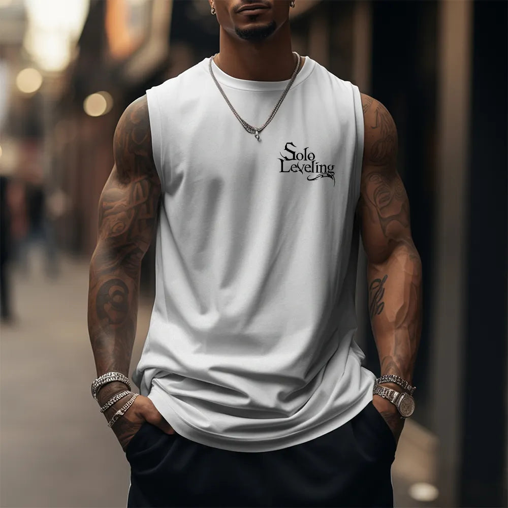 SL-Oversized Anime Print Gym Tank Top