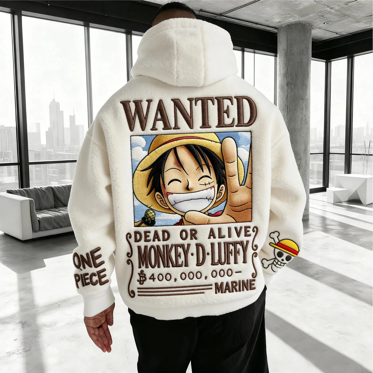 One Piece Color-blocked Plush Hoodie