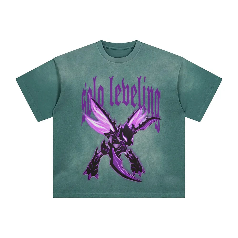SL-Unisex Anime Inspired Washed  Vintage T-Shirt