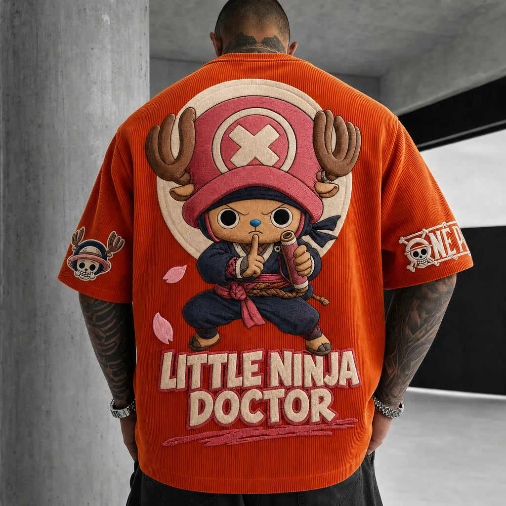 One Piece Unisex Short-Sleeve Corduroy T-Shirt With Anime Print