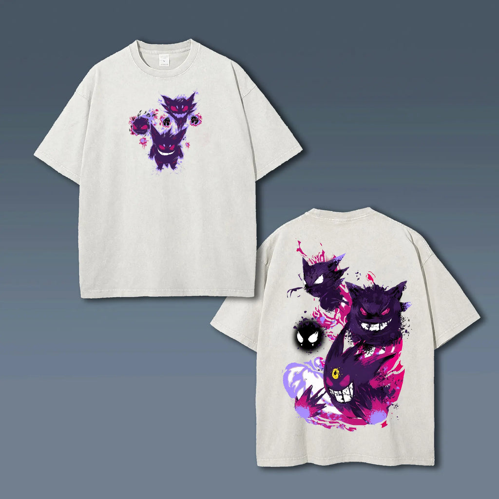 PKM-Unisex Anime Style Vintage Washed T-Shirt