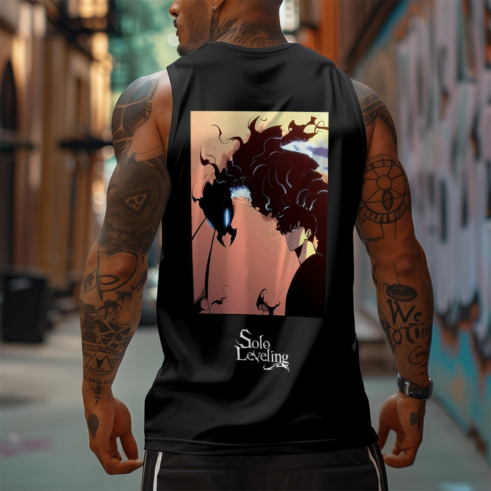 SL-Oversized Anime Print Gym Tank Top