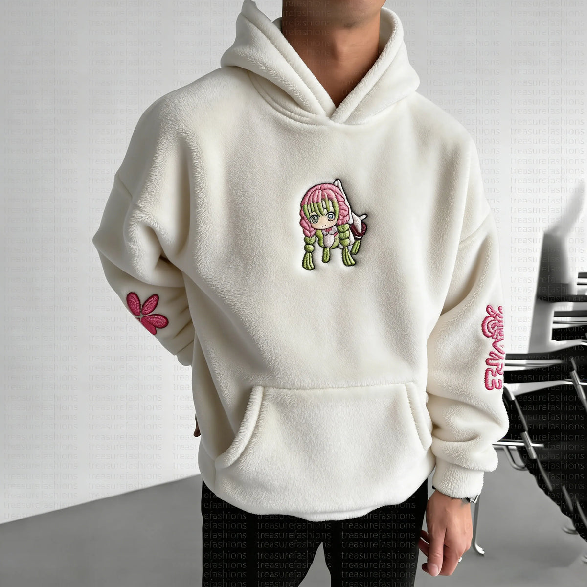KNY Color-blocked Corduroy Hooded Sweatshirt
