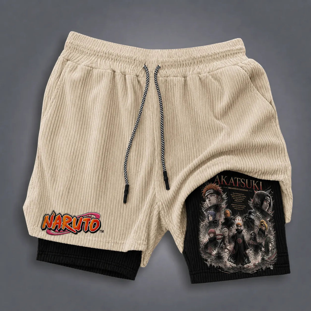 NINDO Unisex Double-layer Shorts With Anime Print