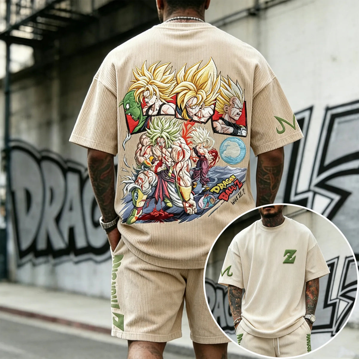 Dragon Ball Unisex Anime Inspired Vintage Corduroy T-Shirt