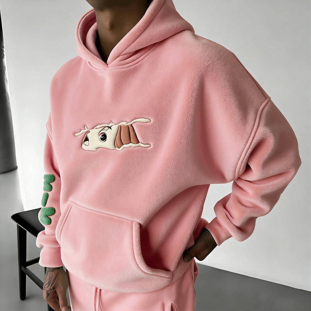 KNY Color-blocked Corduroy Hooded Sweatshirt