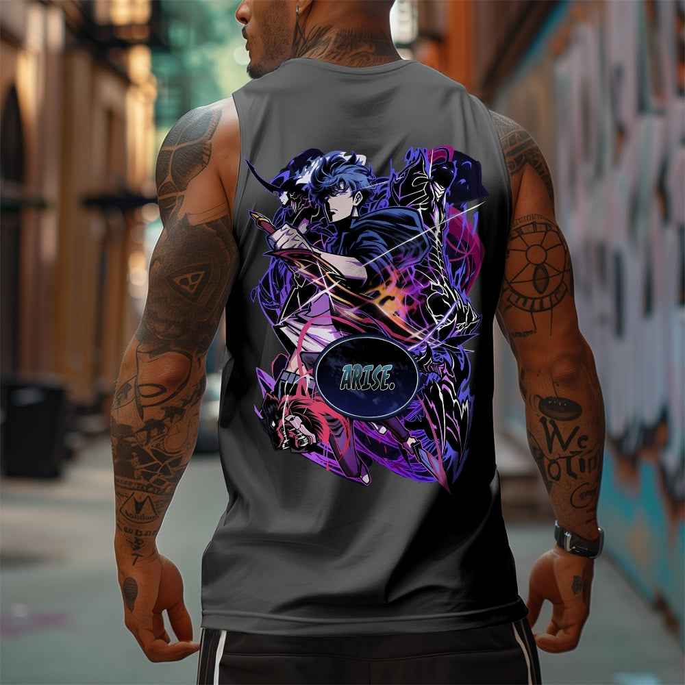 SL-Oversized Anime Print Gym Tank Top