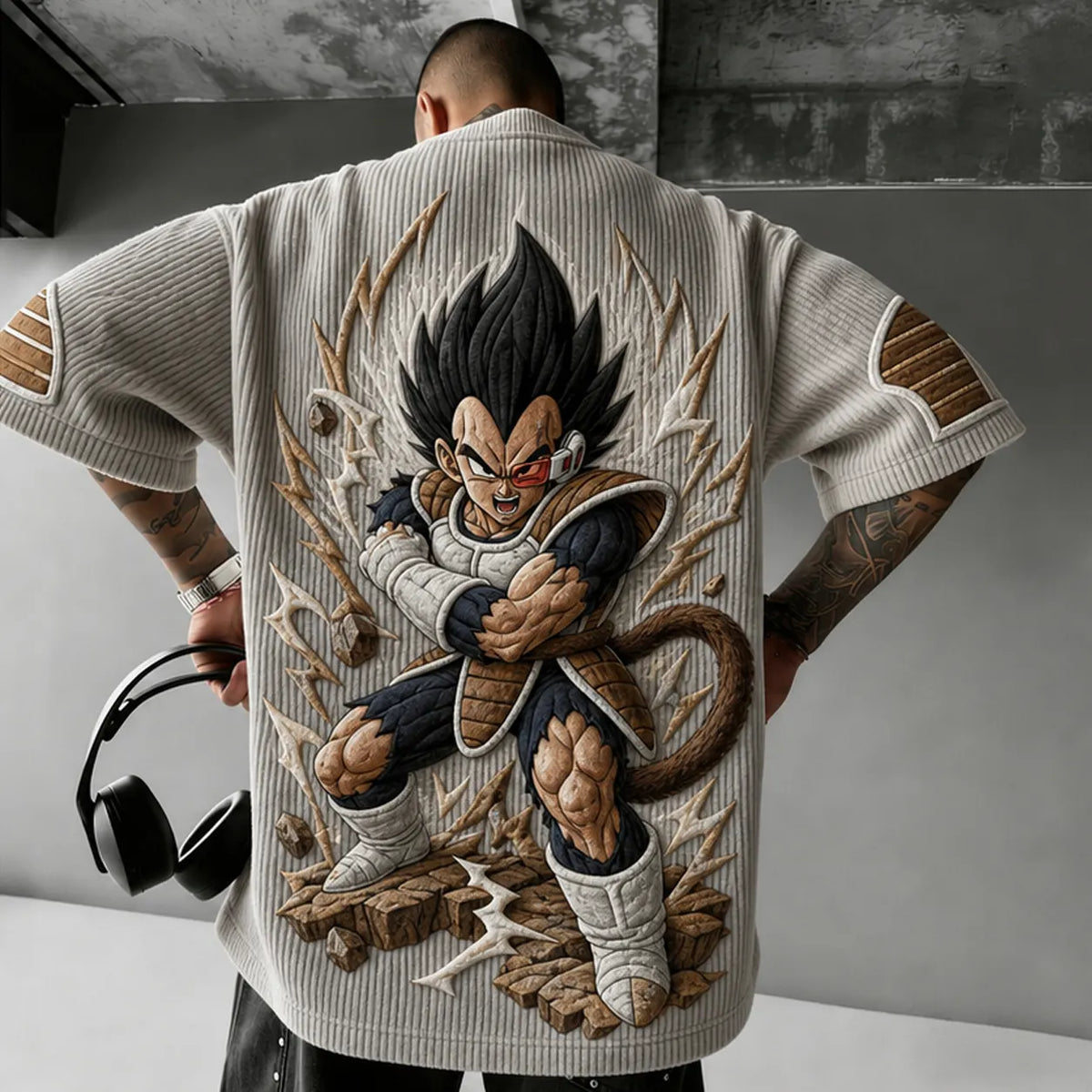Dragon Ball Unisex Anime-Style Retro Corduroy Oversized T-Shirt