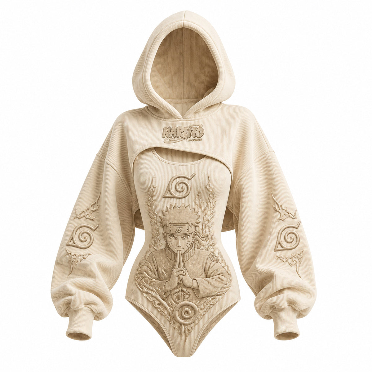 NINDO Women's Anime-Print Hooded Romper Set
