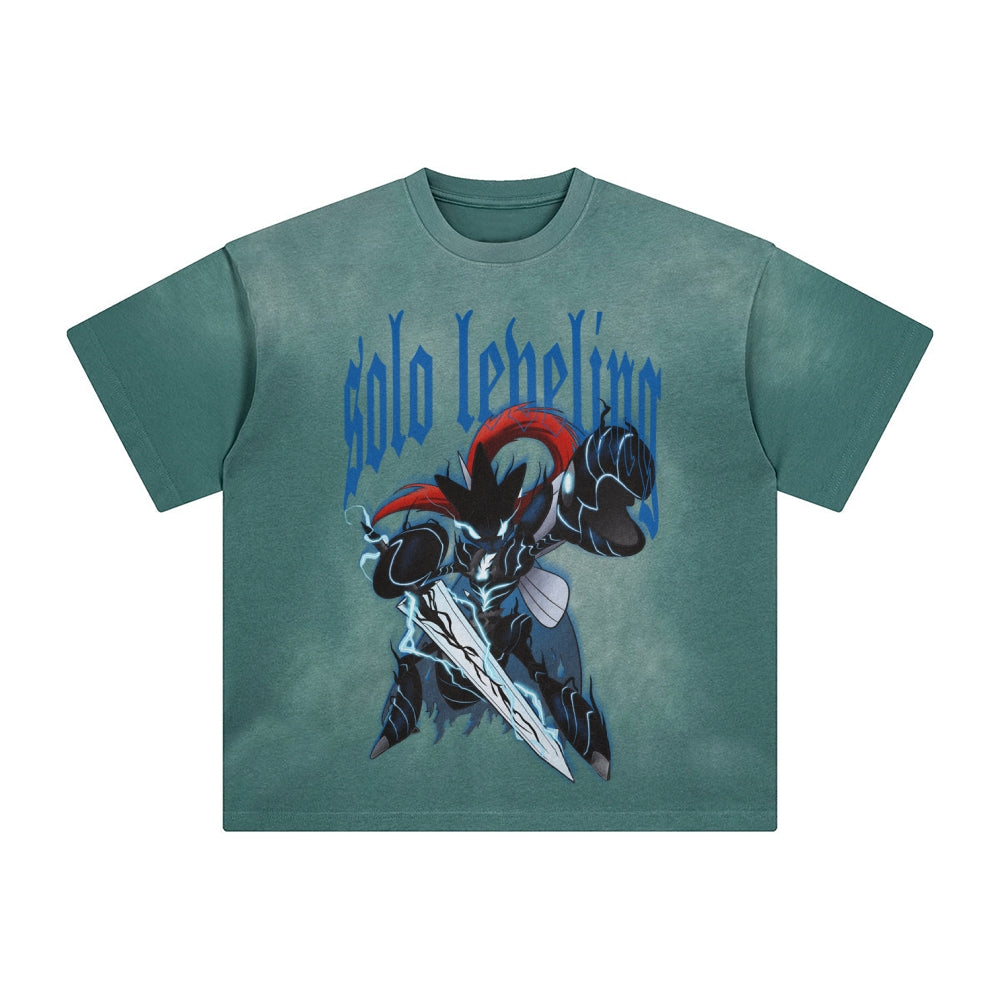 SL-Unisex Anime Inspired Washed  Vintage T-Shirt