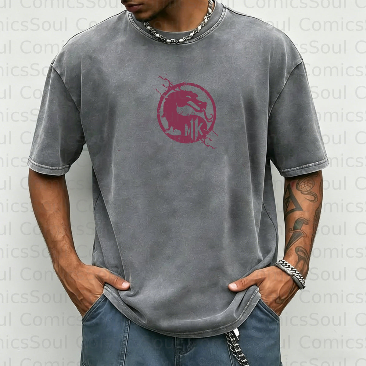 MK-Unisex Anime Inspired Vintage Washed T-Shirt