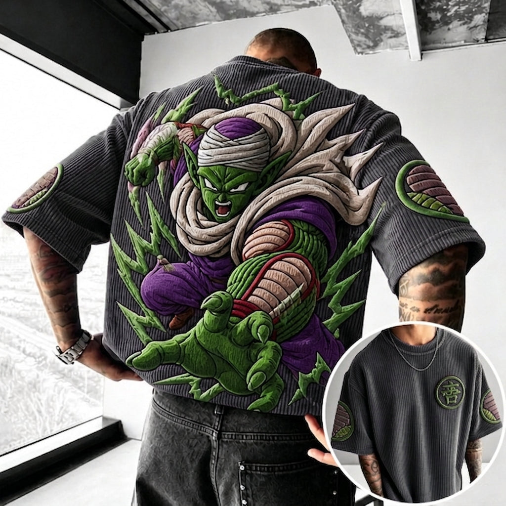 Dragon Ball Unisex Anime-Style Retro Corduroy Oversized T-Shirt