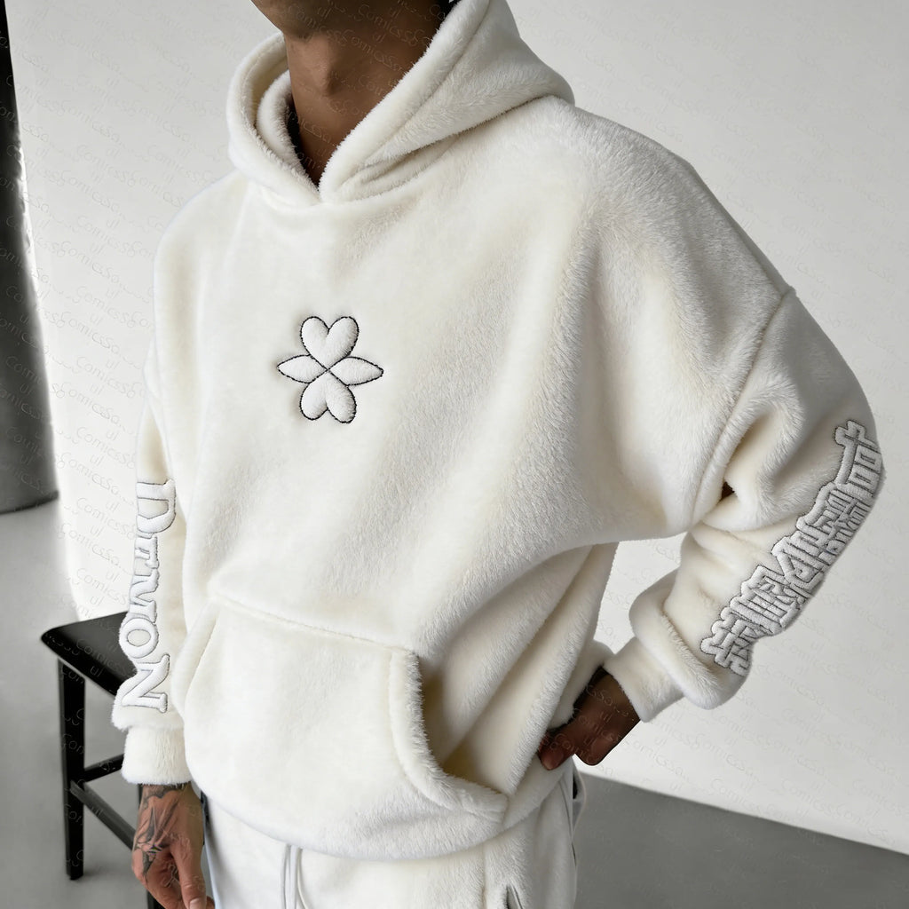 KNY Color-blocked Corduroy Hooded Sweatshirt