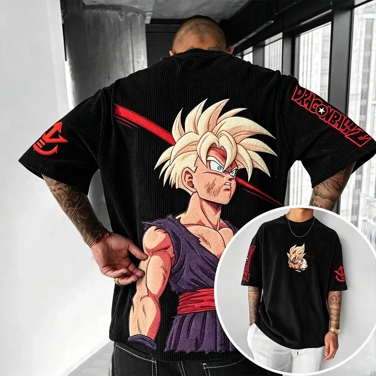 Dragon Ball Unisex Anime Inspired Vintage Corduroy T-Shirt