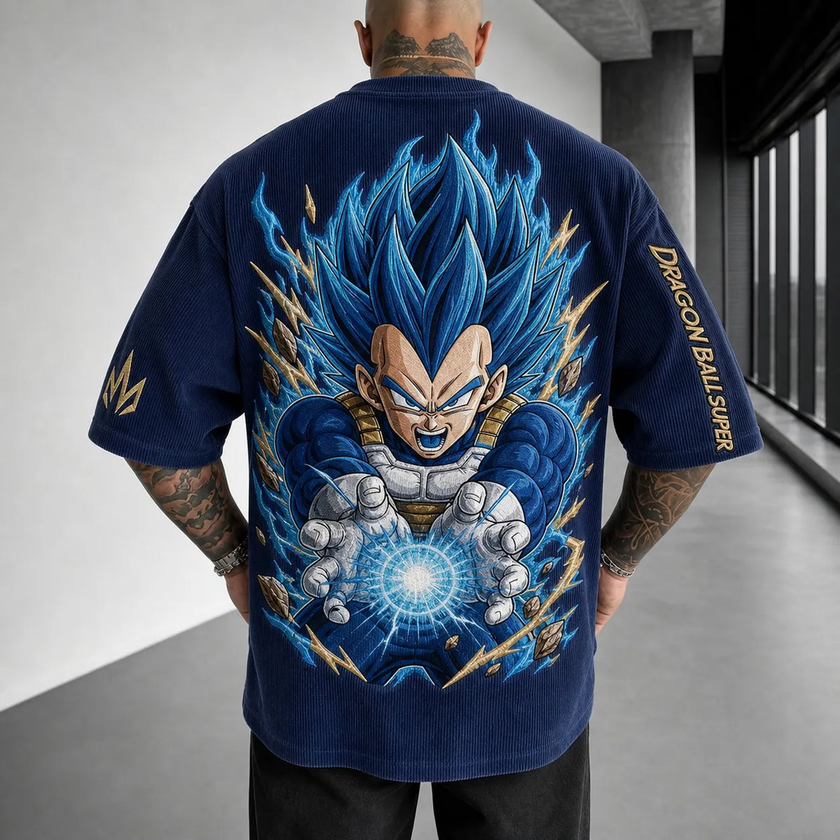Dragon Ball Unisex Loose-Fit Rock Band Vertical Stripe T-Shirt
