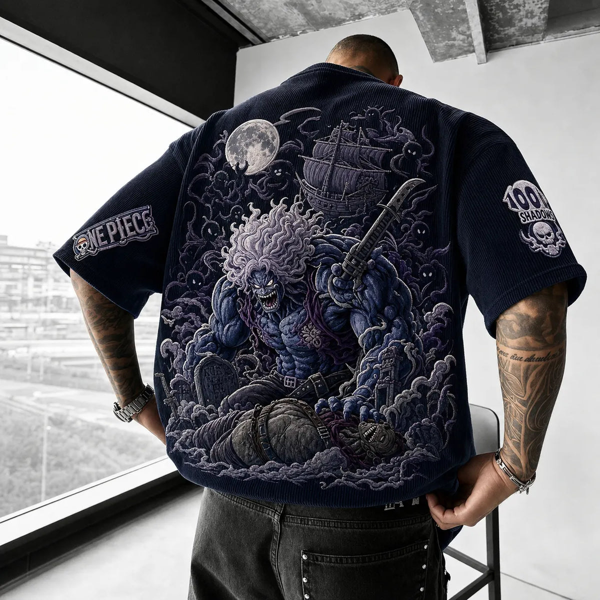 One Piece Unisex Short-Sleeve Corduroy T-Shirt With Anime Print