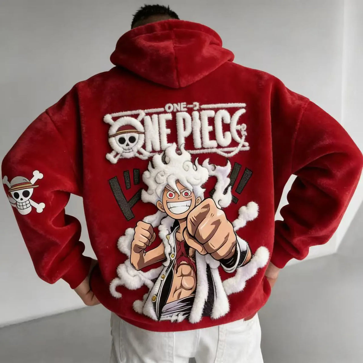 One Piece Color-blocked Plush Hoodie