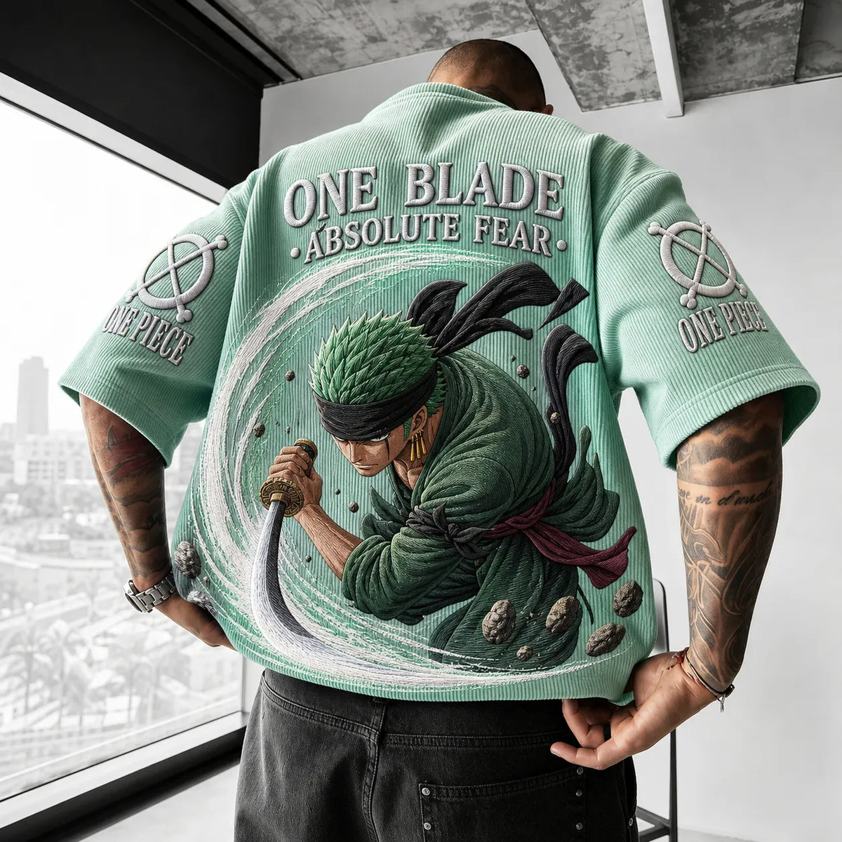 One Piece Unisex Short-Sleeve Corduroy T-Shirt With Anime Print