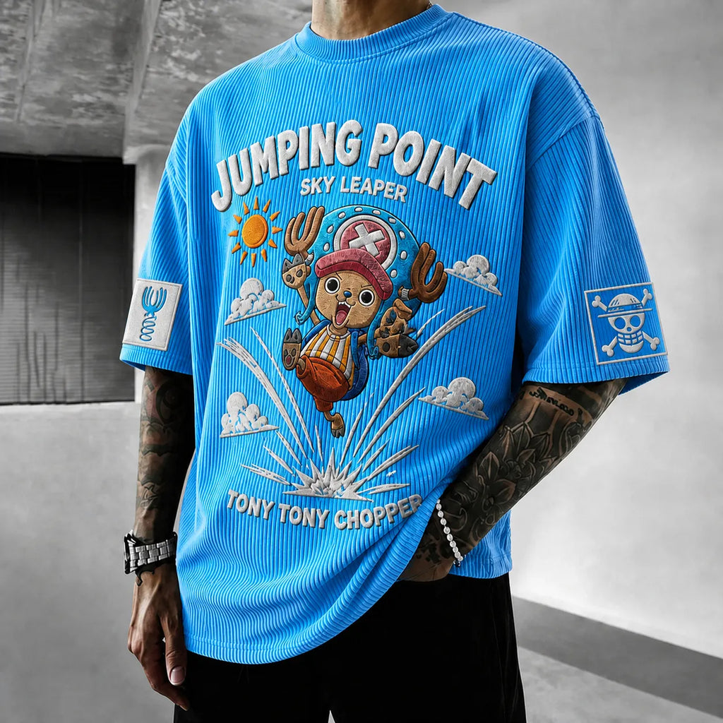 One Piece Unisex Short-Sleeve Corduroy T-Shirt With Anime Print