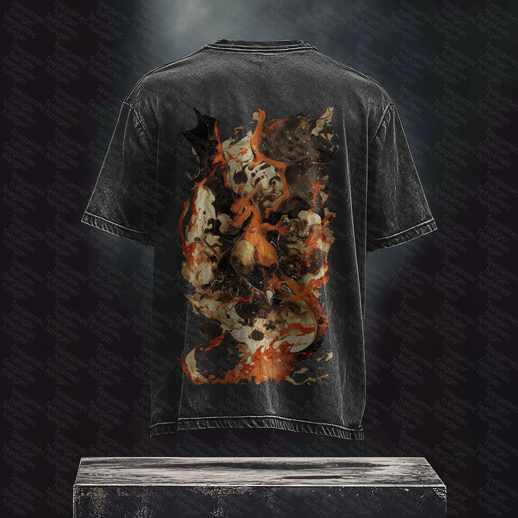 PKM-Unisex High Quality Inspired Vintage Washed 3D Direct Injection T-Shirt
