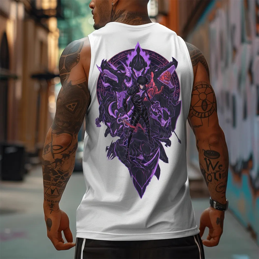 SL-Oversized Anime Print Gym Tank Top