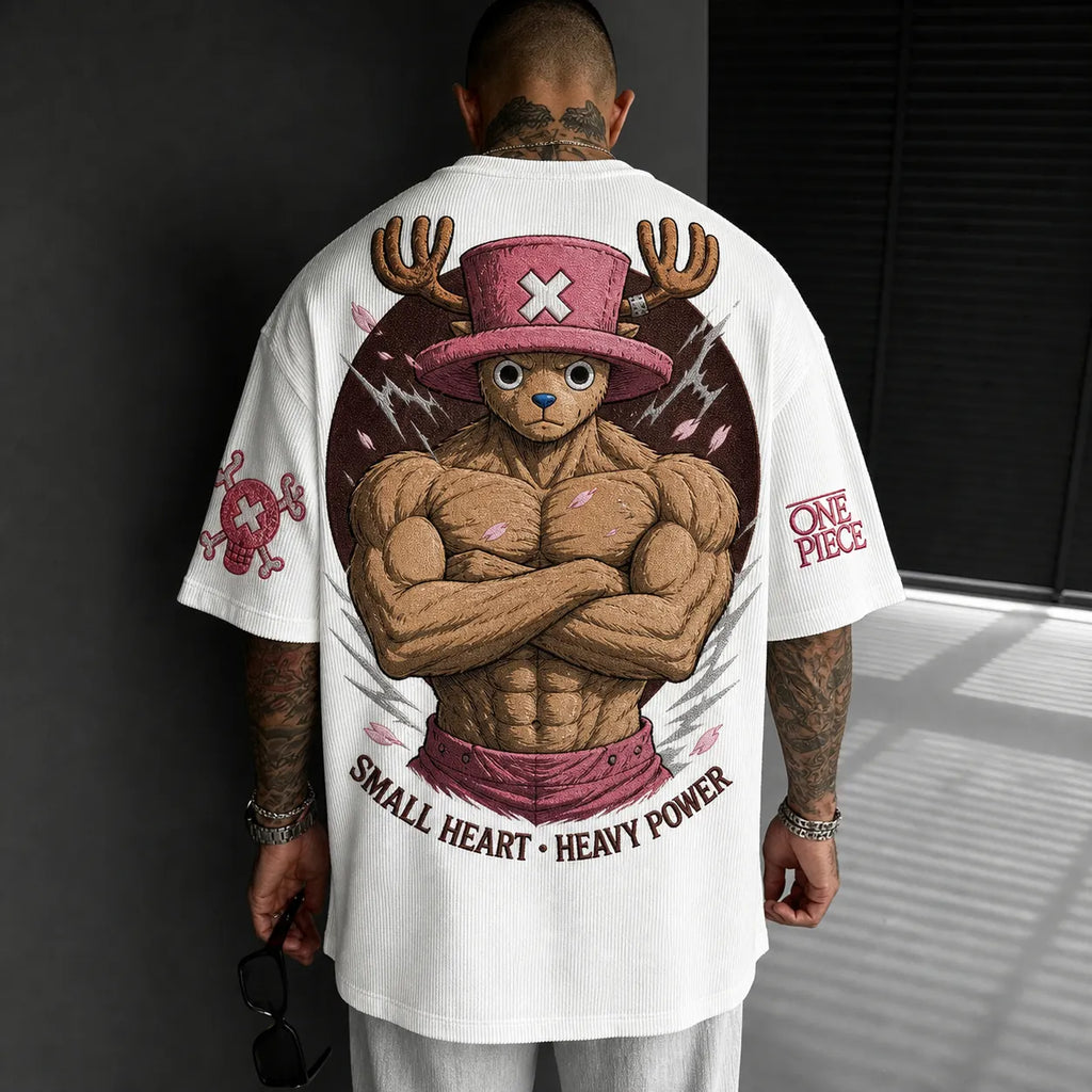 One Piece Unisex Short-Sleeve Corduroy T-Shirt With Anime Print