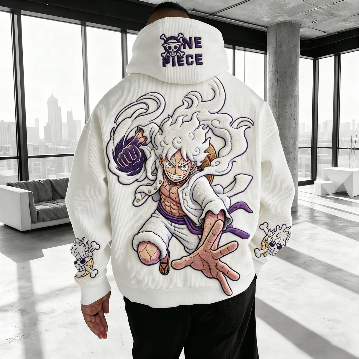 One Piece Color-blocked Plush Hoodie