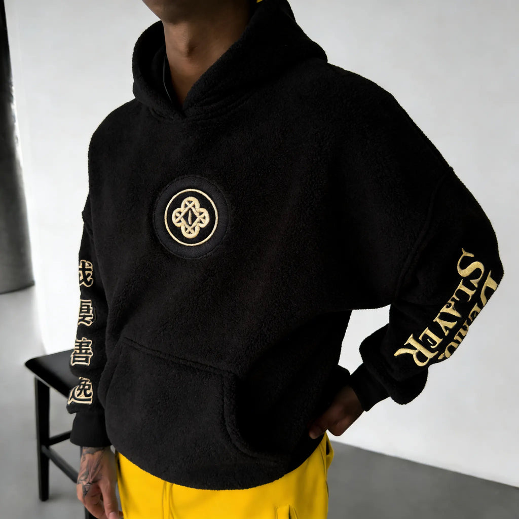 KNY Color-blocked Corduroy Hooded Sweatshirt